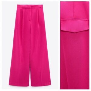 NEW Zara Fuchsia Wide-Leg Pants